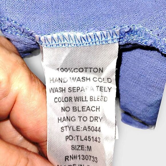 Umgee Womens Dress Sz Medium Blue Chambray Raw Edges Pockets Cottagecore Casual - Picture 10 of 14